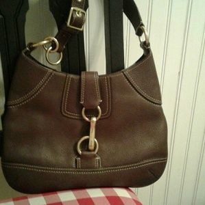 coach brown leather hobo shoulder bag